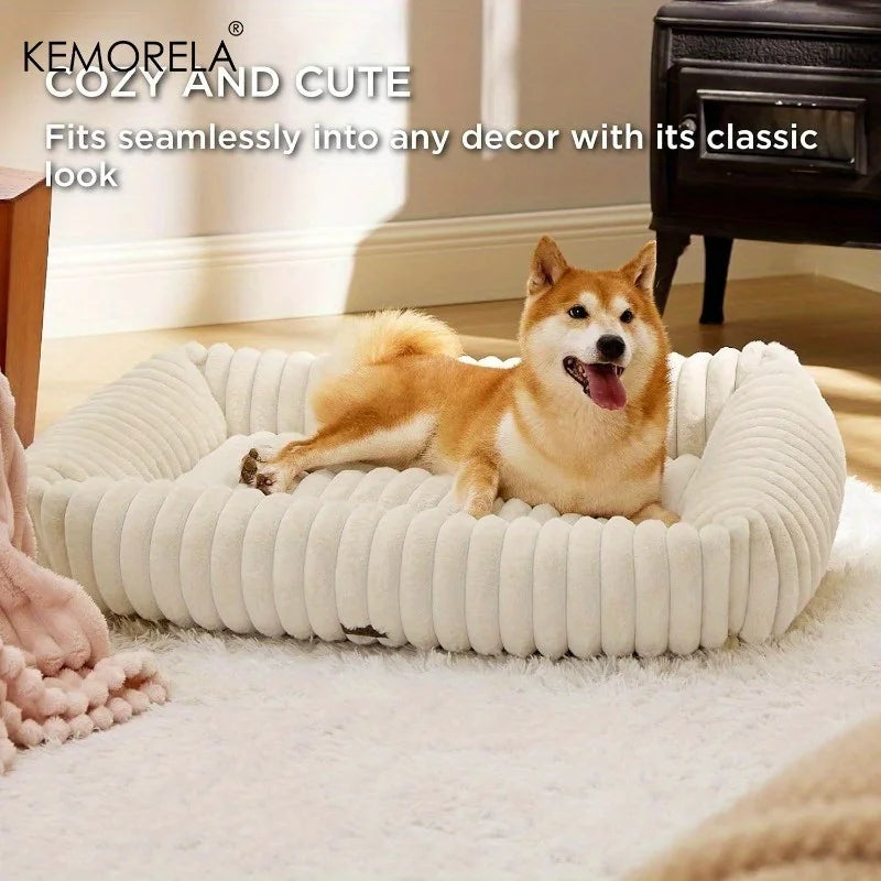 Orthopedic Plush Dog Bed - Mattress with High Resilience Support All Seasons Fluffy Pet Bed for Medium Large Dogs,for Bedroom